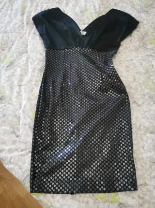 Tubino nero paillettes vintage anni 90