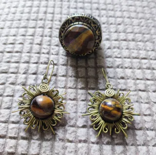 Conjunto Bronce Ojo de Tigre