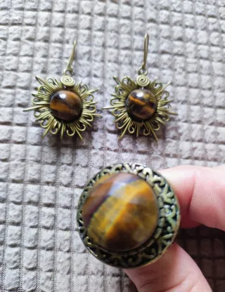 Conjunto Bronce Ojo de Tigre