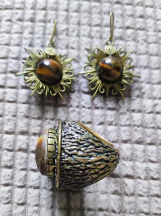 Conjunto Bronce Ojo de Tigre
