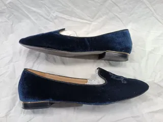 Slippers Zapatos Terciopelo Azul Massimo Dutti.