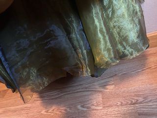 Vestido fiesta largo dorado y verde