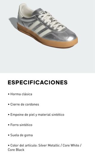 Adidas originals Gazelle Indoor plata y blanco