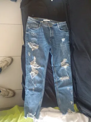 Jeans Hollister Azules Rasgados Talla 30