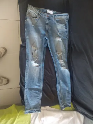 Jeans Hollister Azules Rasgados Talla 30