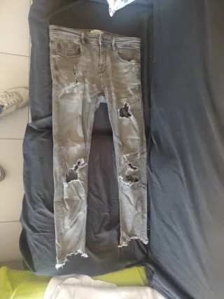 Jeans Hollister Azules Rasgados Talla 30