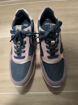 Zapatillas Mustang Mujer Talla 38 Rosa/Gris