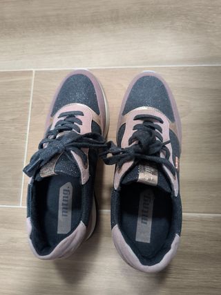 Zapatillas Mustang Mujer Talla 38 Rosa/Gris