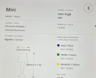 Mini Lámpara Diseño Juan Auge Aluminio