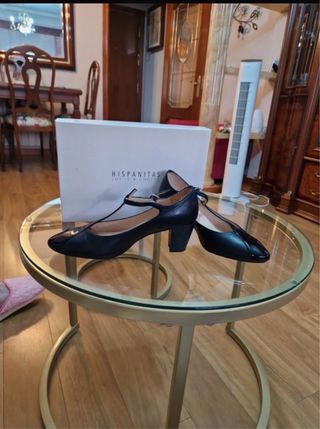 Zapatos Hispanitas Negros Tacón Tira Tobillo