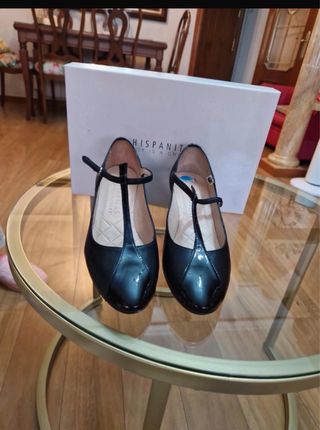 Zapatos Hispanitas Negros Tacón Tira Tobillo