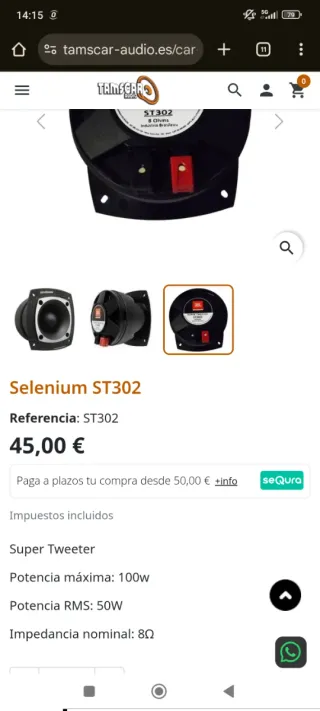 Super Tweeter Selenium ST302.