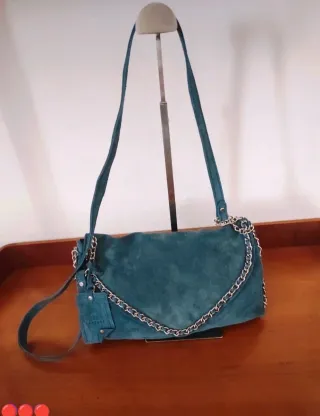 Borsetta Zara Camoscio Blu Petrolio