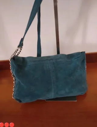 Borsetta Zara Camoscio Blu Petrolio