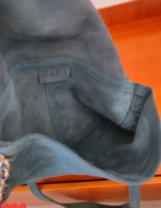 Borsetta Zara Camoscio Blu Petrolio