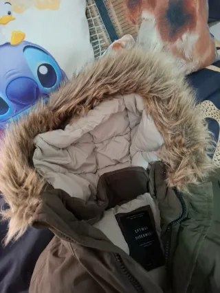 LEFTMAN Chaquetón Verde y Beige