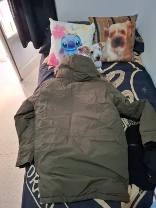 LEFTMAN Chaquetón Verde y Beige