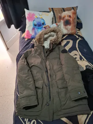 LEFTMAN Chaquetón Verde y Beige