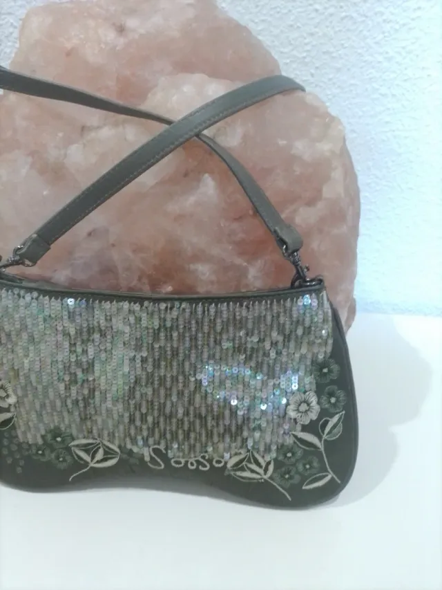 Bolso Ante Verde con Lentejuelas