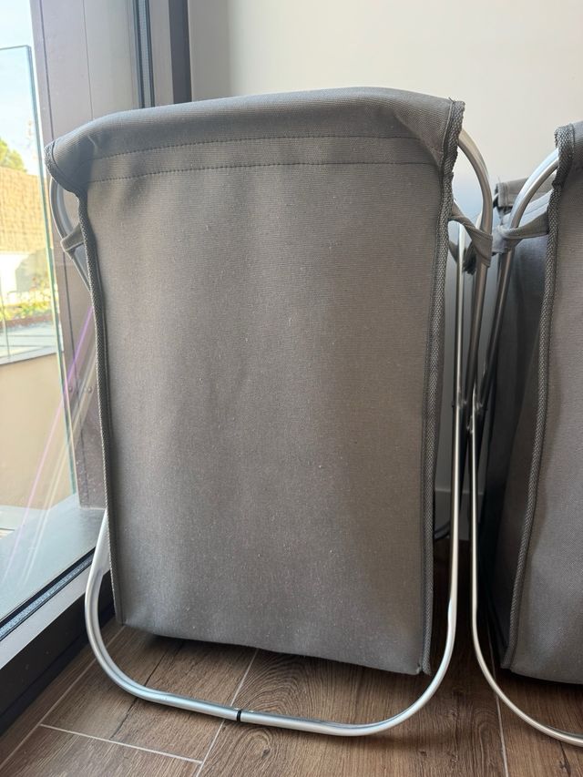 2 Cestos de lavanderia dobráveis cinza