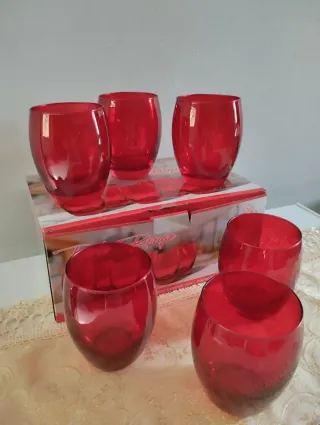 Set 6 Bicchieri Vetro Rosso