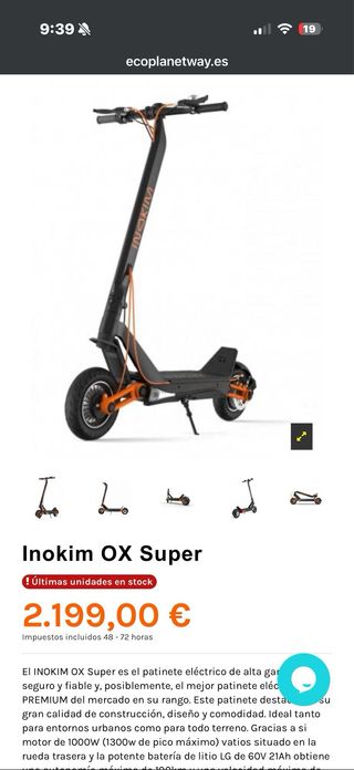 Patinete Eléctrico Inokim Ox Súper