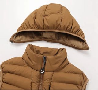 Gilet uomo S marrone sabbia con cappuccio