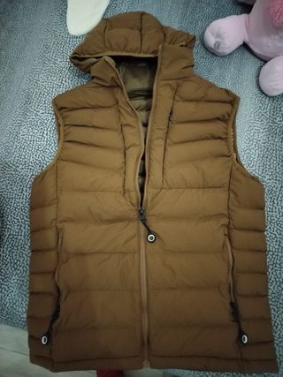 Gilet uomo S marrone sabbia con cappuccio