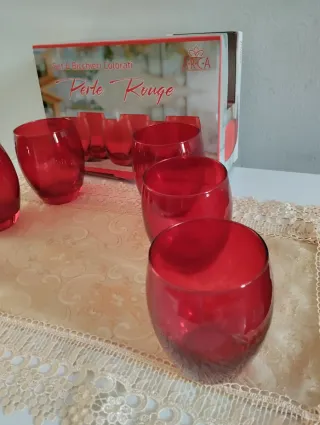 Set 6 Bicchieri Vetro Colorati Rossi ARCA