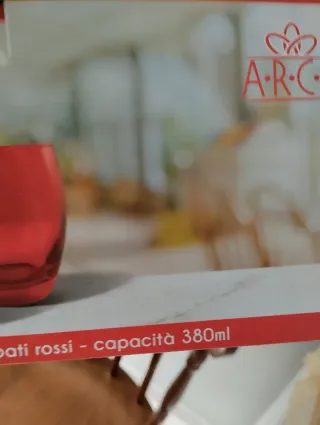 Set 6 Bicchieri Vetro Colorati Rossi ARCA