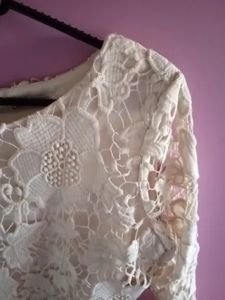 Vestido blanco encaje manga larga