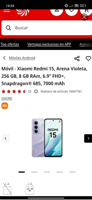 Xiaomi Redmi 15 Arena Violeta 256GB