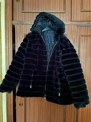 Chaquetón negro reversible con capucha T XL