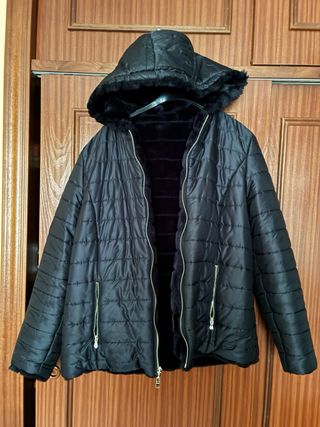 Chaquetón negro reversible con capucha T XL