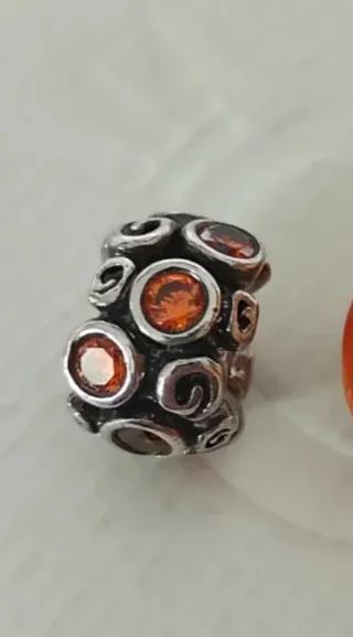 2 Charms Pandora Originales Cristal Naranja
