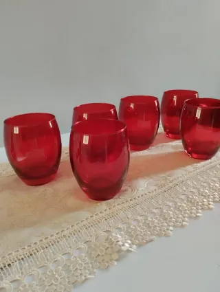 Set 6 Bicchieri Vetro Rossi
