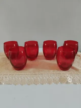 Set 6 Bicchieri Rossi in Vetro