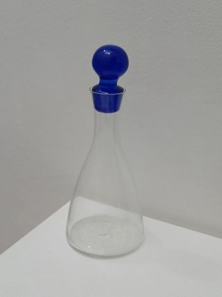 Bottiglia vintage vetro soffiato blu