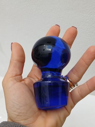 Bottiglia vintage vetro soffiato blu