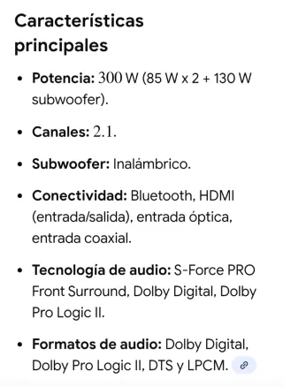 Barra de Sonido Sony SA-CT260H