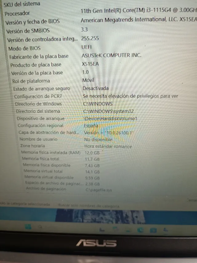 Portátil Asus Vivobook F1500E 11ª generazione OFE