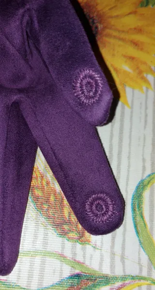 Guanti donna con pelliccia viola