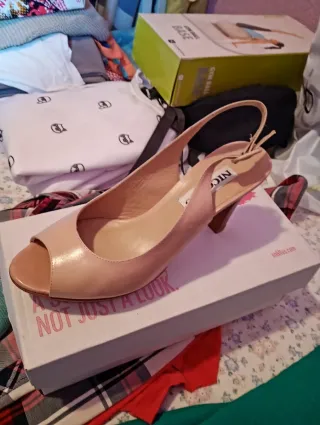 Zapatos NICO Peep Toe Tacón Beige/Rosa