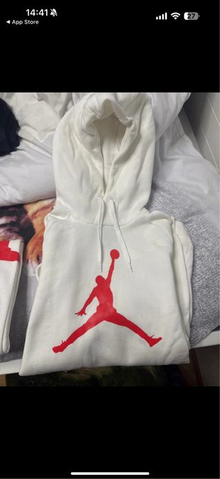Jordan Sudadera y Pantalón Blanco Rojo