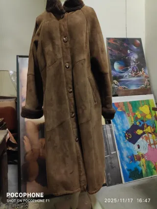 Cappotto lungo montone shearling marrone