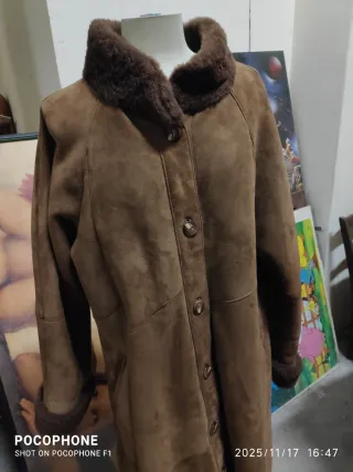 Cappotto lungo montone shearling marrone