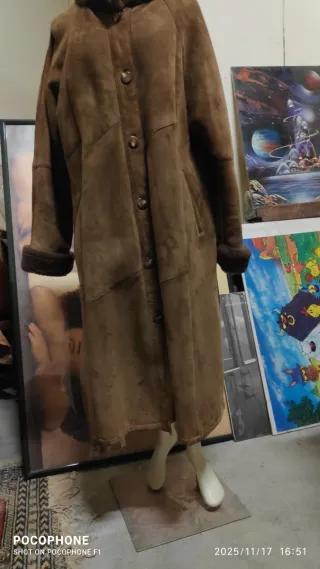 Cappotto lungo montone shearling marrone