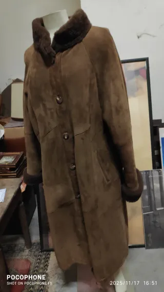 Cappotto lungo montone shearling marrone