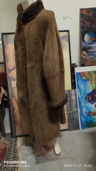 Cappotto lungo montone shearling marrone