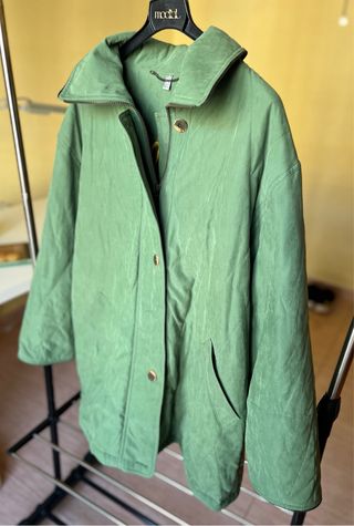 Chaquetón Vintage Verde Bordado Good Luck